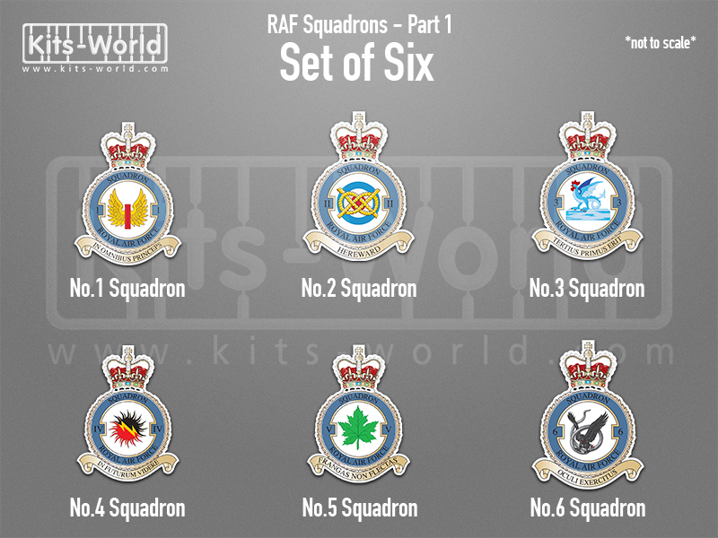 Kitsworld SAV Sticker Set - British RAF Squadrons - Part 1 British RAF Squadrons Set  - Self-adhesive vinyl transfers 